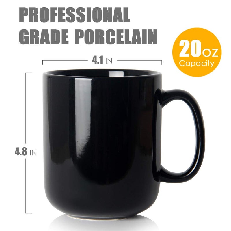 Smilatte 20 OZ Large Coffee Mug, M016 Plain Ceramic Boss Big Tea Cup with Handle for Dad Men, Black - Image 3